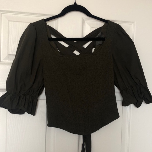 Anthropologie Green Corset Top - Picture 6 of 6